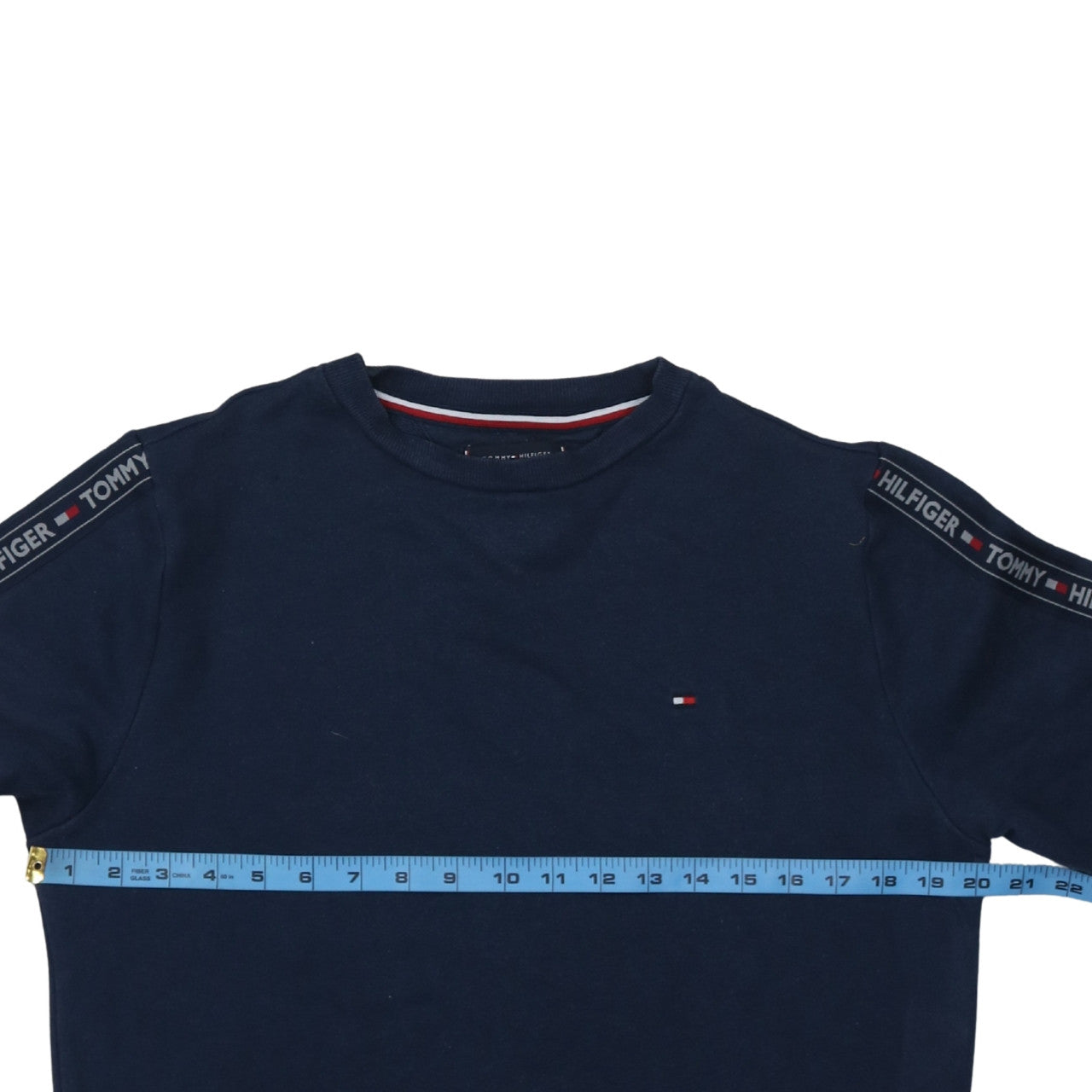 Tommy Hilfiger Men Blue Crew Neck Logo Tape Sweatshirt Size S
