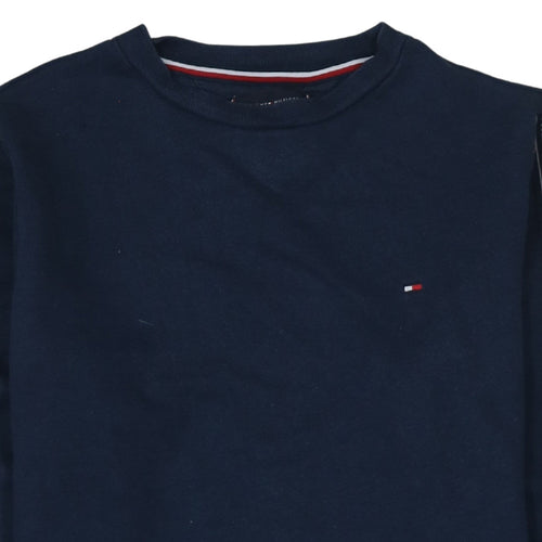 Tommy Hilfiger Men Blue Crew Neck Logo Tape Sweatshirt Size S