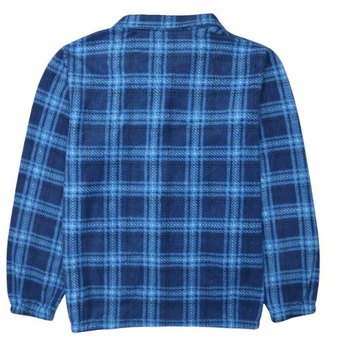 KingSize Men's Blue Check Fleece Full Zip Jacket 3XL