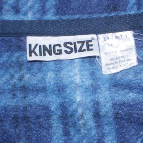 KingSize Men's Blue Check Fleece Full Zip Jacket 3XL