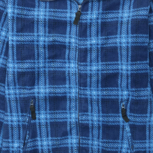 KingSize Men's Blue Check Fleece Full Zip Jacket 3XL