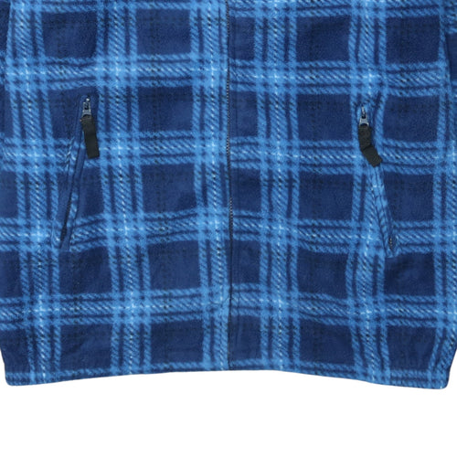 KingSize Men's Blue Check Fleece Full Zip Jacket 3XL
