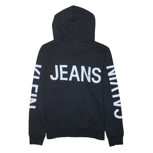Calvin Klein Jeans Womens Black Hoodie Size 16 Pullover Logo Cotton Blend