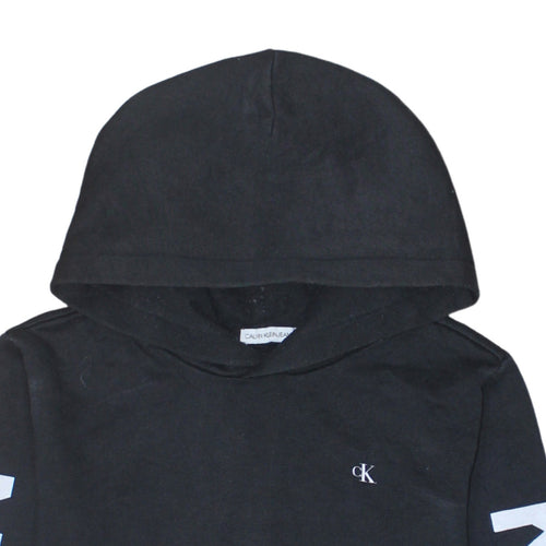 Calvin Klein Jeans Womens Black Hoodie Size 16 Pullover Logo Cotton Blend