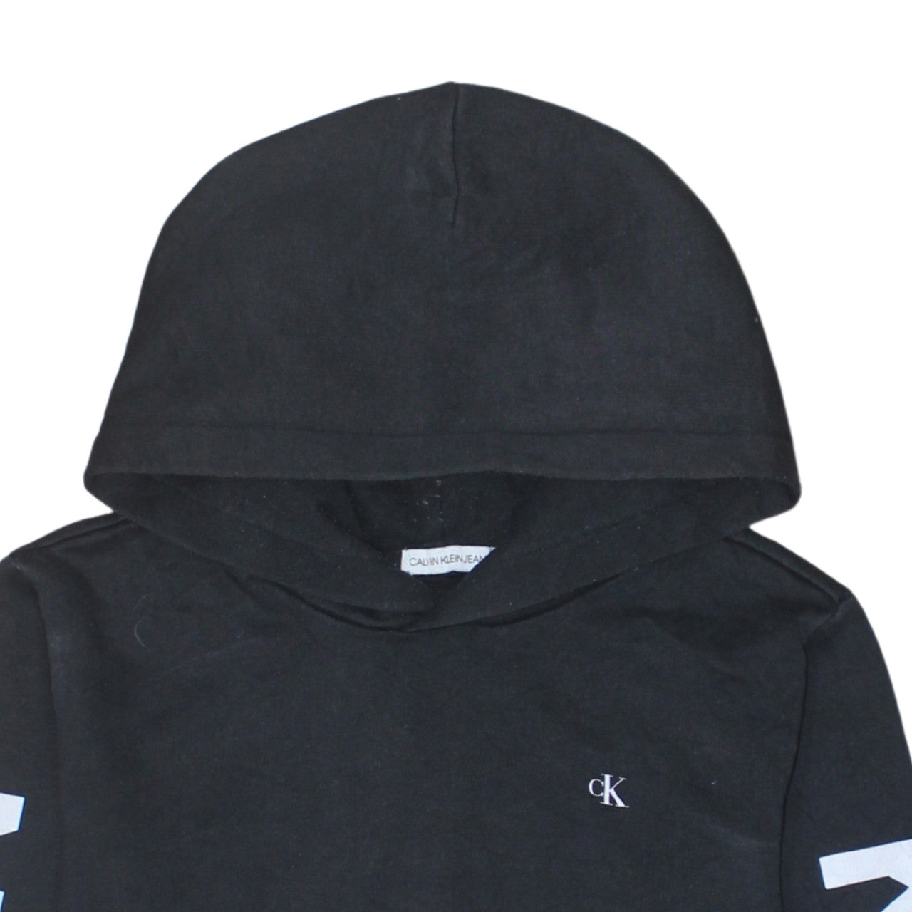 Calvin Klein Jeans Womens Black Hoodie Size 16 Pullover Logo Cotton Blend