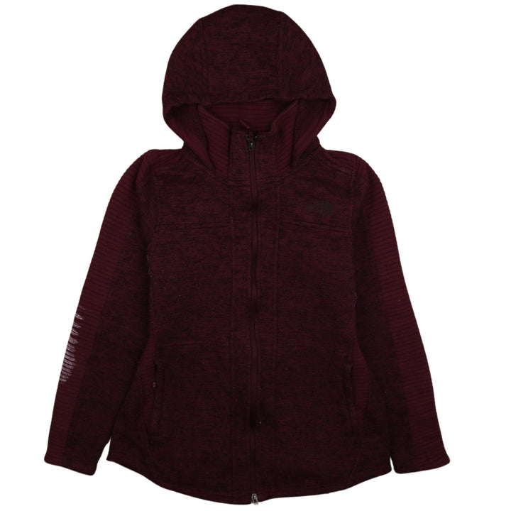 The North Face Womens Burgundy Full Zip Hoodie Size S Fleece Lined Outdoor