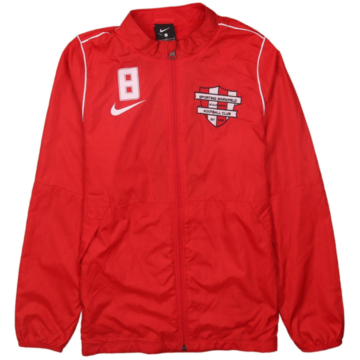 Nike Boys Red Football Track Jacket Size L 147-158cm Full Zip Lightweight