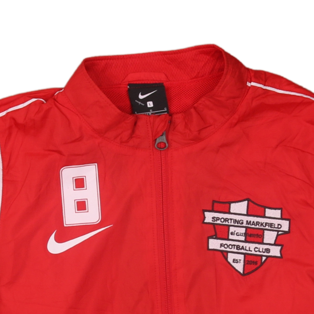 Nike Boys Red Football Track Jacket Size L 147-158cm Full Zip Lightweight