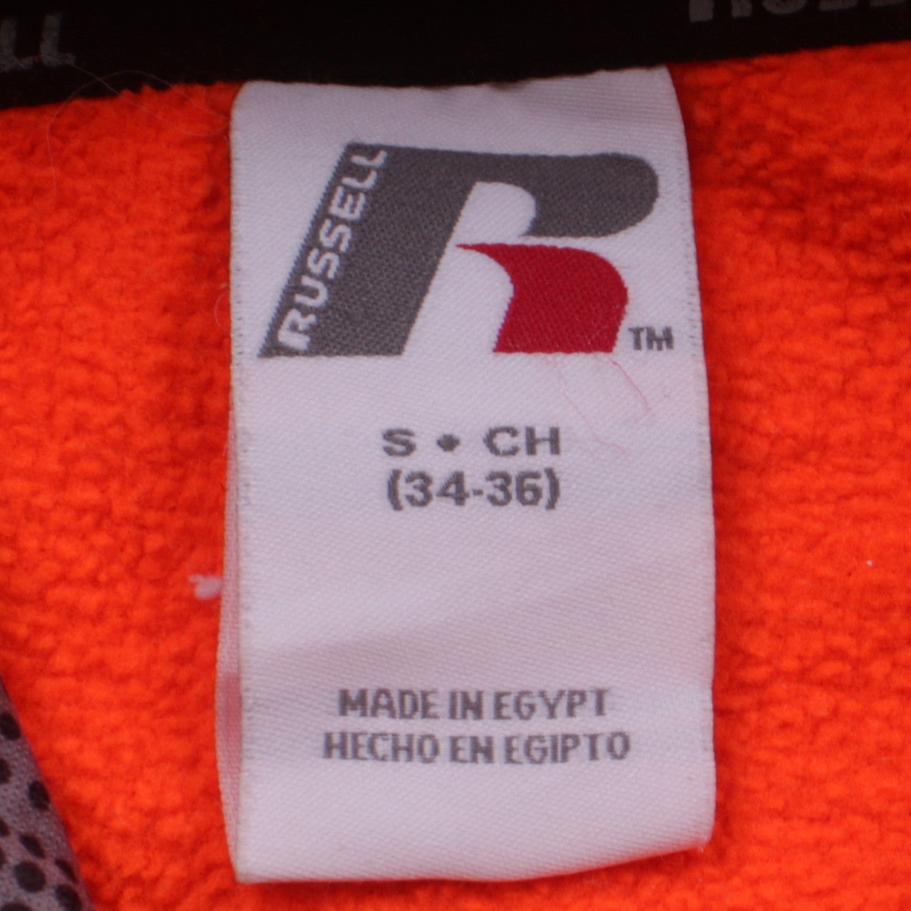 Russell Men's Orange Pullover Hoodie Small Regular Fit Fleece