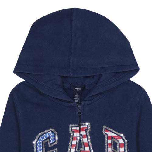 GAP Girls Blue Sequin Logo Full Zip Hoodie - 12 Years