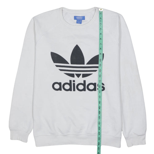 Adidas Men's White Crew Neck Logo Pullover Sweatshirt Size M