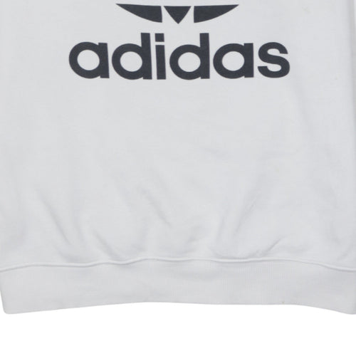 Adidas Men's White Crew Neck Logo Pullover Sweatshirt Size M