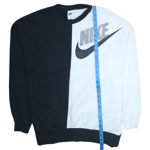 Nike Womens Black & White Pullover Sweatshirt XS Graphic Logo Crew Neck