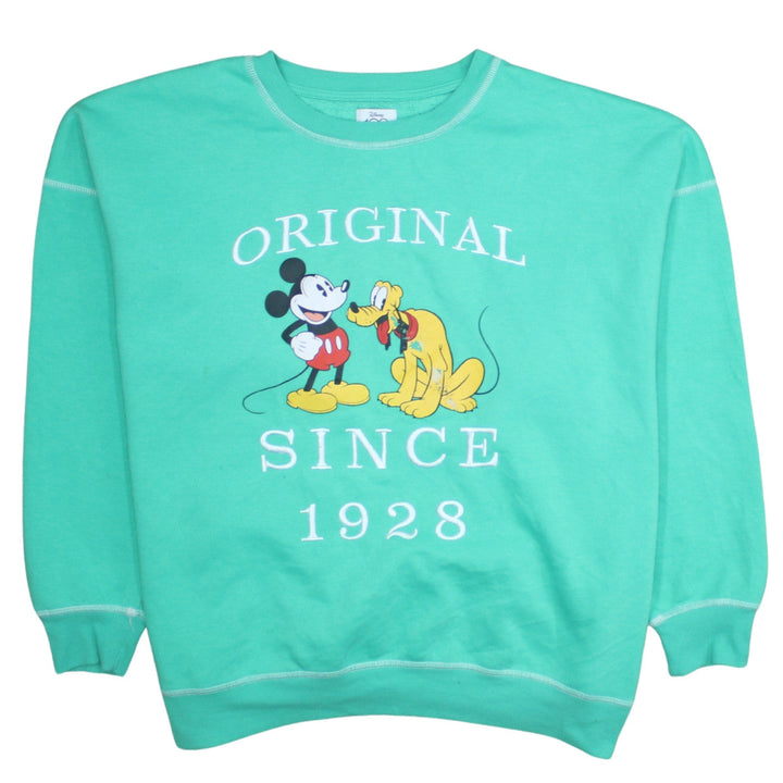 Disney Primark Women Green L Sweatshirt Mickey & Pluto Graphic Pullover