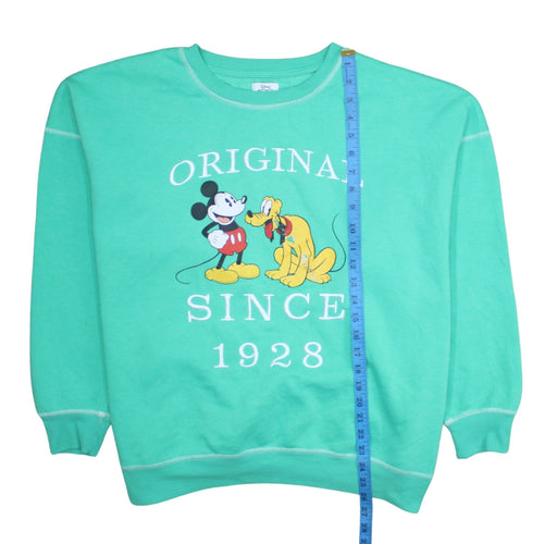 Disney Primark Women Green L Sweatshirt Mickey & Pluto Graphic Pullover
