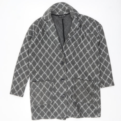 Next Petite Grey Patterned Mid-Length Coatigan Women's Size M