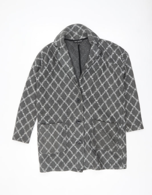 Next Petite Grey Patterned Mid-Length Coatigan Women's Size M