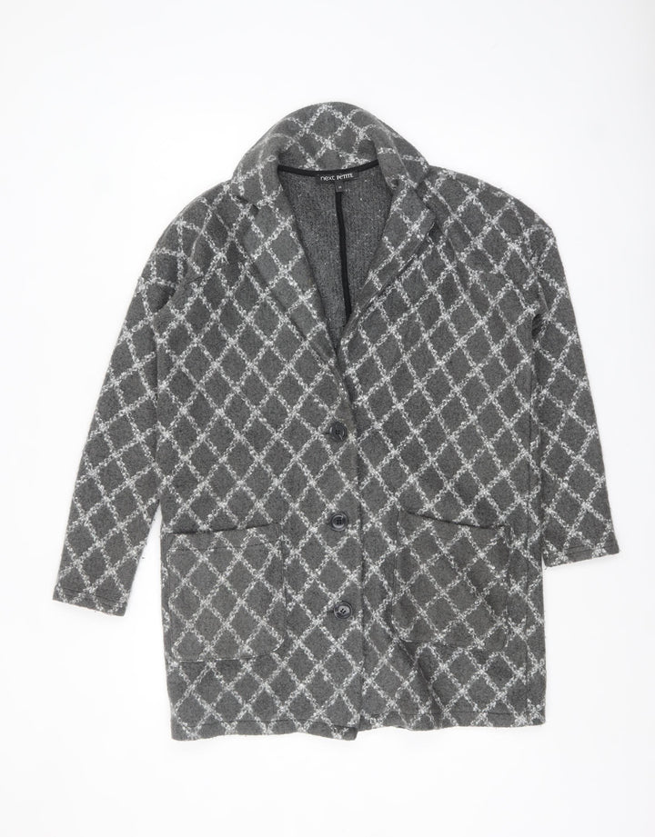 Next Petite Grey Patterned Mid-Length Coatigan Women's Size M