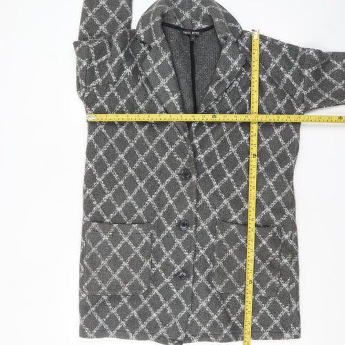 Next Petite Grey Patterned Mid-Length Coatigan Women's Size M