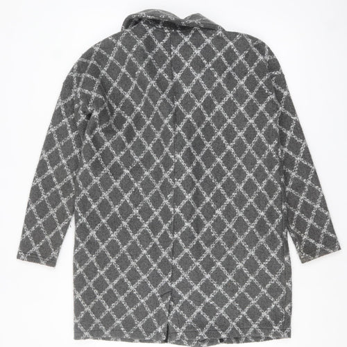 Next Petite Grey Patterned Mid-Length Coatigan Women's Size M