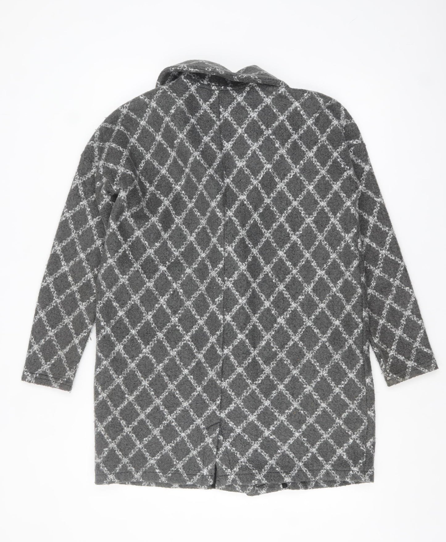 Next Petite Grey Patterned Mid-Length Coatigan Women's Size M