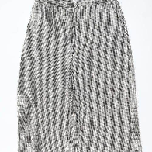 Warehouse Women’s Black Houndstooth Cropped Wide-Leg Trousers Size 16