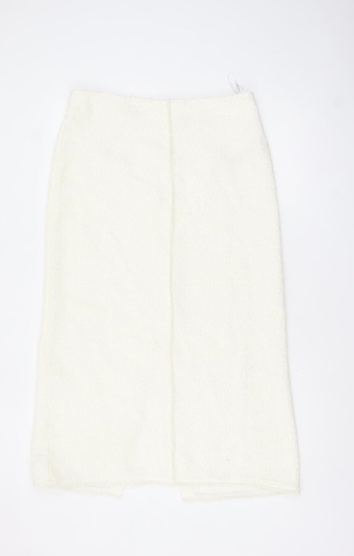 Marks and Spencer Women Ivory Midi Tweed Pencil Skirt Size 14