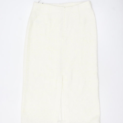 Marks and Spencer Women Ivory Midi Tweed Pencil Skirt Size 14