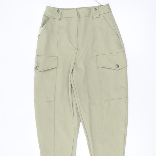 River Island Women Green Cargo Trousers Size 10 Cotton Twill