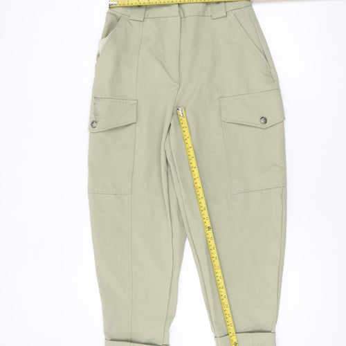 River Island Women Green Cargo Trousers Size 10 Cotton Twill