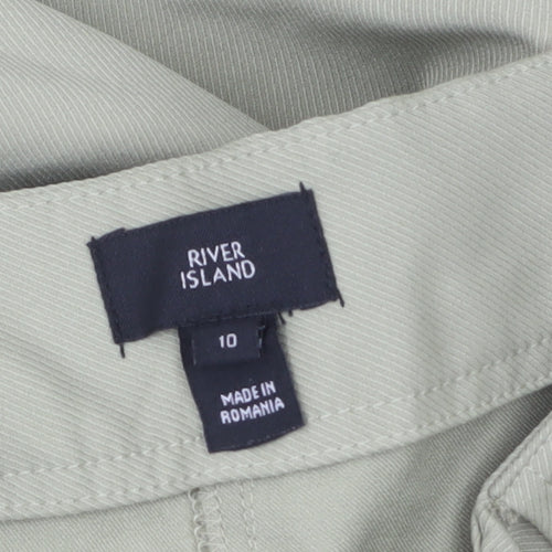 River Island Women Green Cargo Trousers Size 10 Cotton Twill