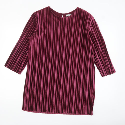 Marks and Spencer Women's Burgundy Velvet Pleated Tunic Blouse Size 14