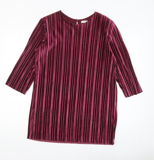 Marks and Spencer Women's Burgundy Velvet Pleated Tunic Blouse Size 14