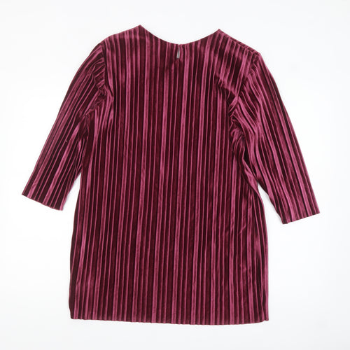 Marks and Spencer Women's Burgundy Velvet Pleated Tunic Blouse Size 14