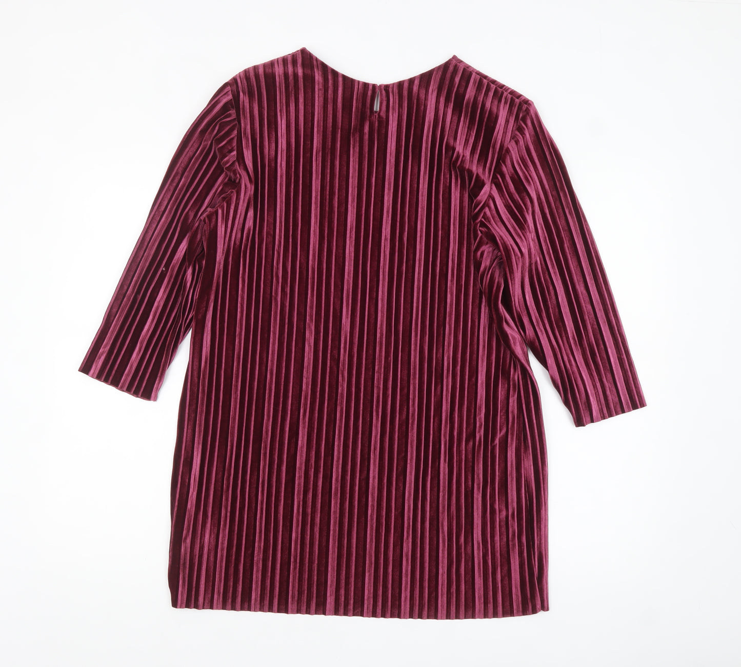 Marks and Spencer Women's Burgundy Velvet Pleated Tunic Blouse Size 14