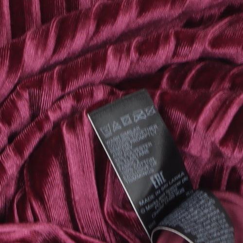 Marks and Spencer Women's Burgundy Velvet Pleated Tunic Blouse Size 14
