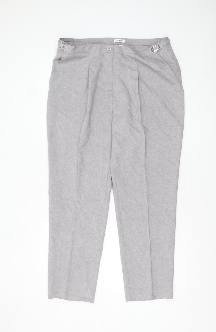 Damart Women Grey Tapered Trousers Size 18 Adjustable Waist Polyester