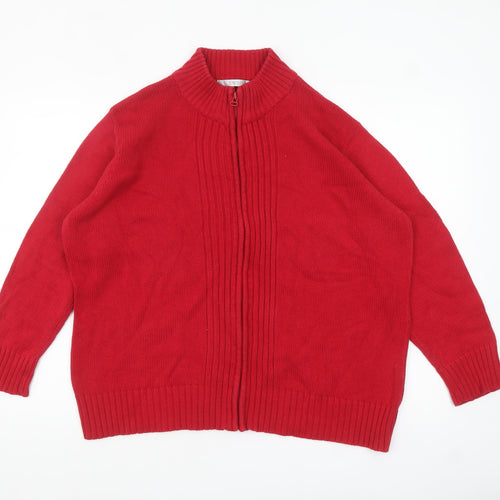 EWM Women’s Red Cotton Full Zip High Neck Jumper Size 22
