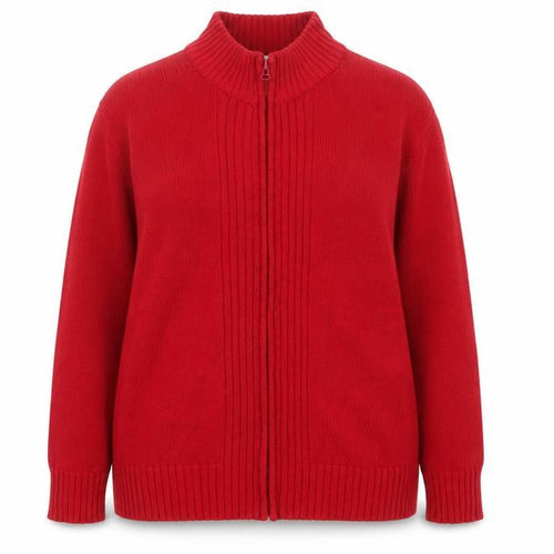 EWM Women’s Red Cotton Full Zip High Neck Jumper Size 22