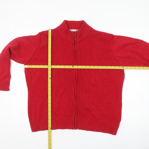 EWM Women’s Red Cotton Full Zip High Neck Jumper Size 22