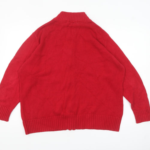 EWM Women’s Red Cotton Full Zip High Neck Jumper Size 22