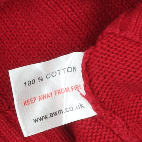 EWM Women’s Red Cotton Full Zip High Neck Jumper Size 22