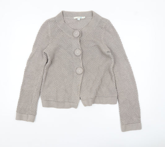 Boden Women Beige Knit Long Sleeve Cardigan UK 12