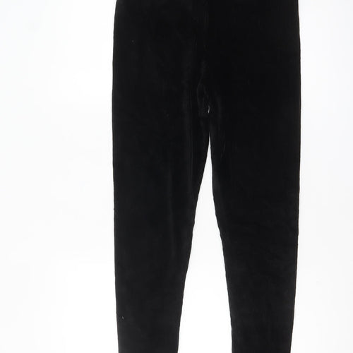 Marks and Spencer Women Black Velvet Leggings Size 12 Regular