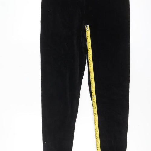 Marks and Spencer Women Black Velvet Leggings Size 12 Regular