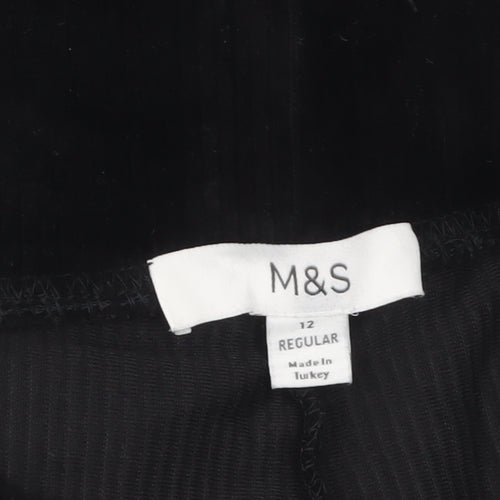 Marks and Spencer Women Black Velvet Leggings Size 12 Regular
