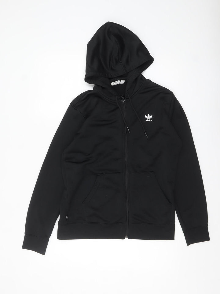 Adidas Womens Black Full Zip Hoodie Size 12 Classic Fit