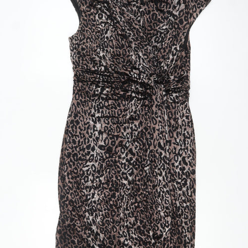 Marks and Spencer Per Una Brown Leopard Sheath Stretch Dress Women’s Size 12