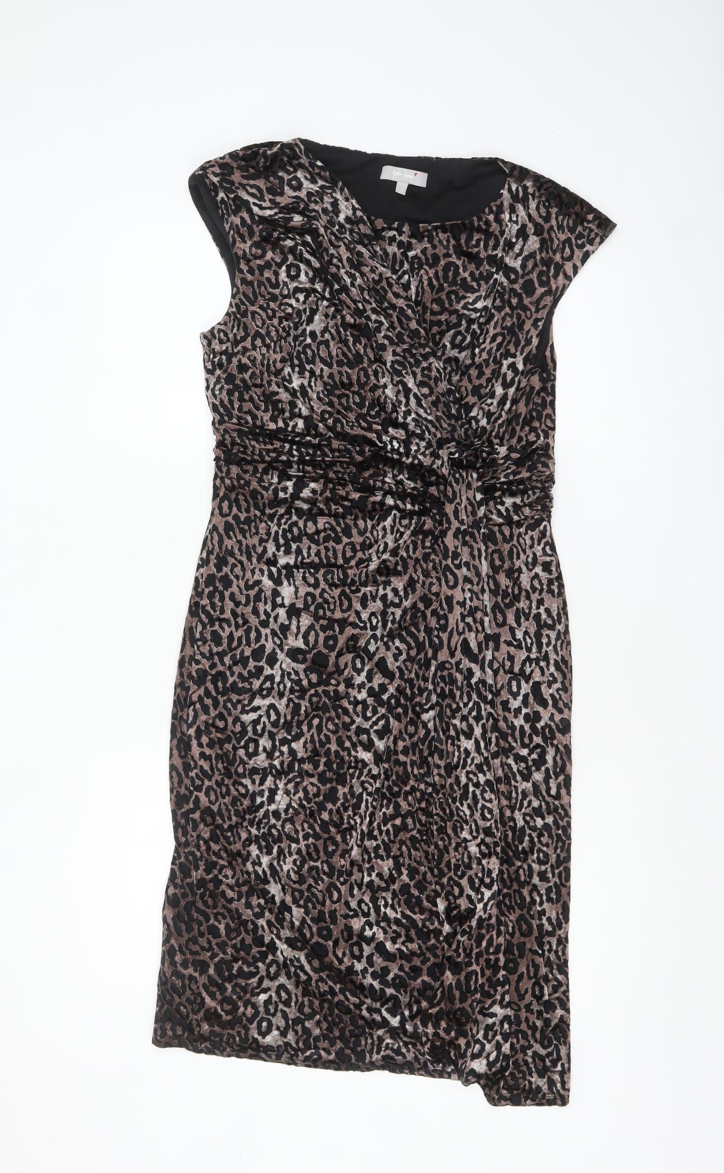Marks and Spencer Per Una Brown Leopard Sheath Stretch Dress Women’s Size 12