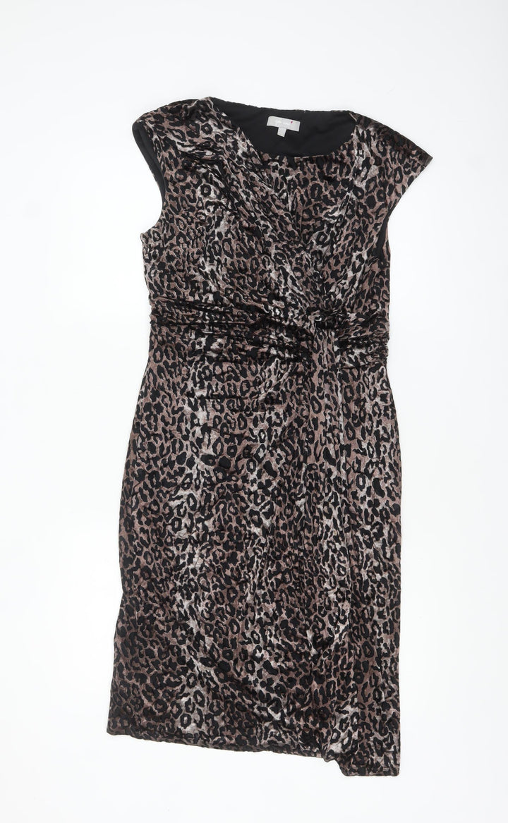 Marks and Spencer Per Una Brown Leopard Sheath Stretch Dress Women’s Size 12